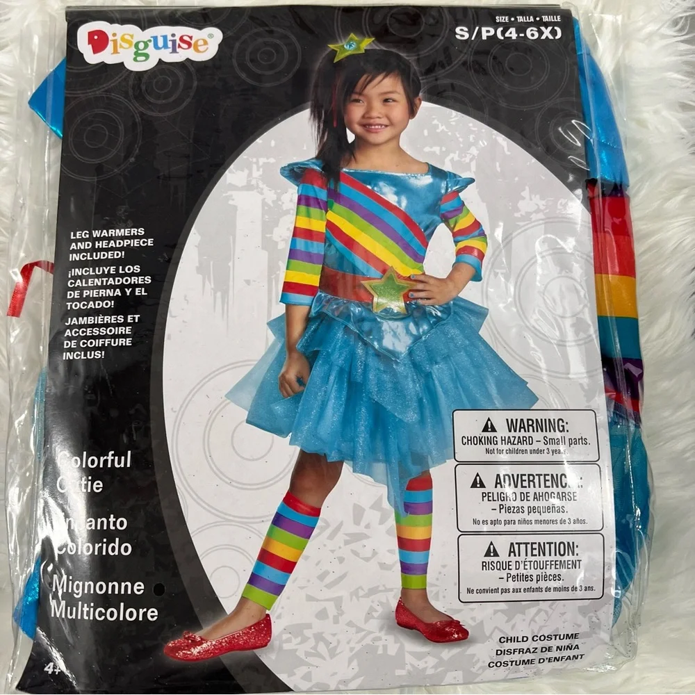 Colorful Cutie rainbow girl Striped Costume dress NEW S 4-6X Halloween dress up